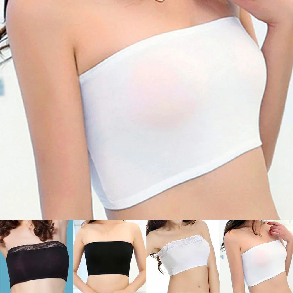 Women Lady Tube Top Bra Bandeau Underwear Sexy Wrapped Chest Strapless Lstry Girls Breathable Stretch Layer Seamless Crop Tops