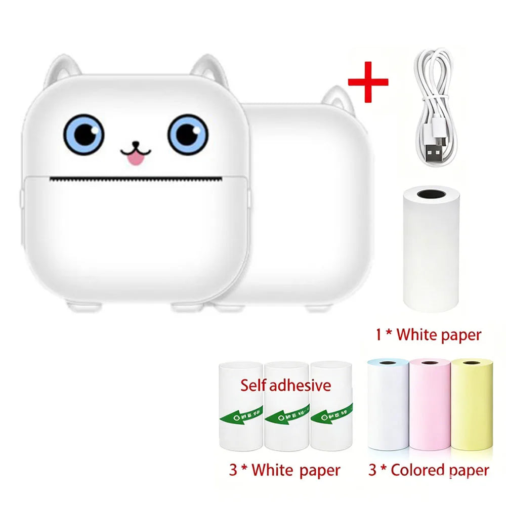 Mini Pocket Thermal Printer Bluetooth USB Rechargeable Instant Phone Photo Label Sticker Printer Notes Graffiti AI Drawings