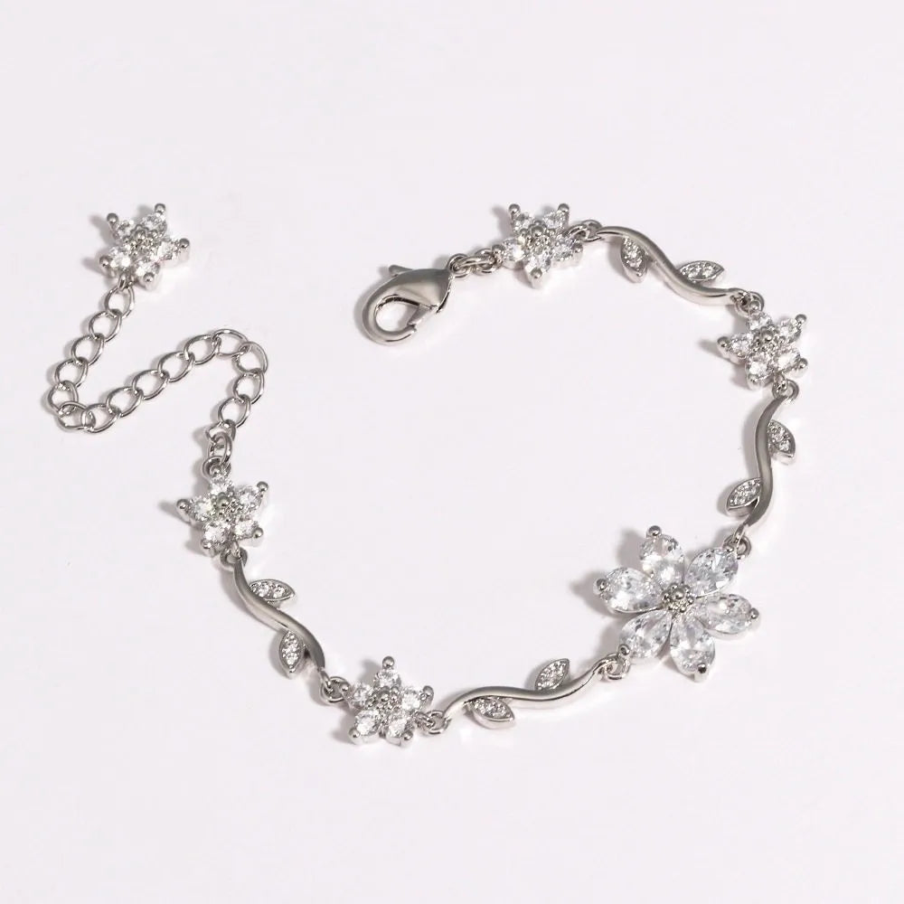 Multicolor Crystal Flower Chain Bracelet
