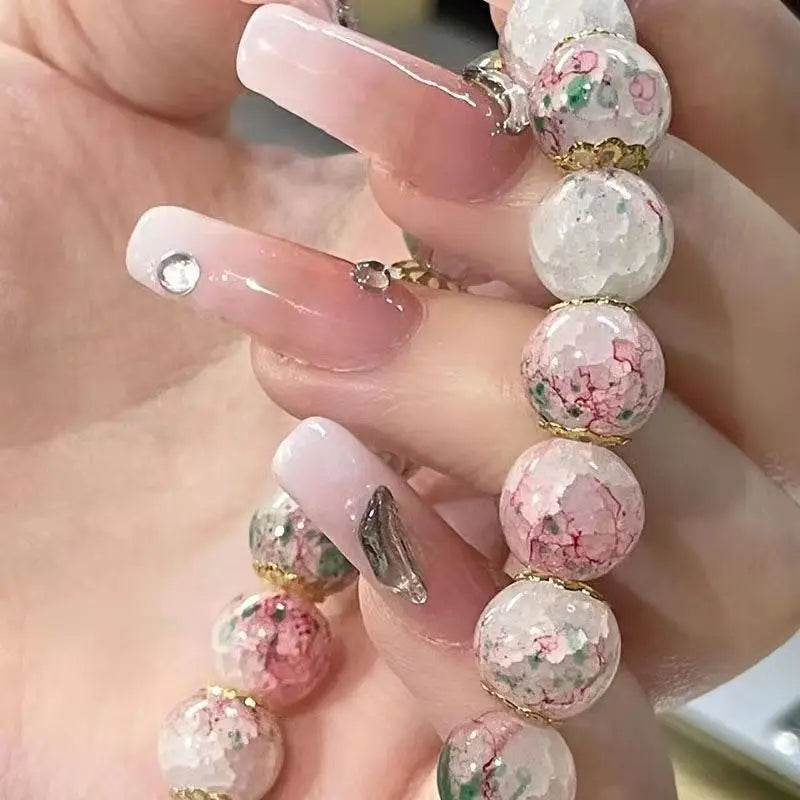 Cherry Blossom Crystal Beaded Bracelet