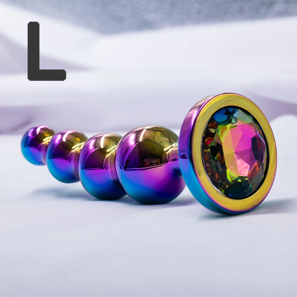 Iridescent 4-Bead Metal Anal Plug
