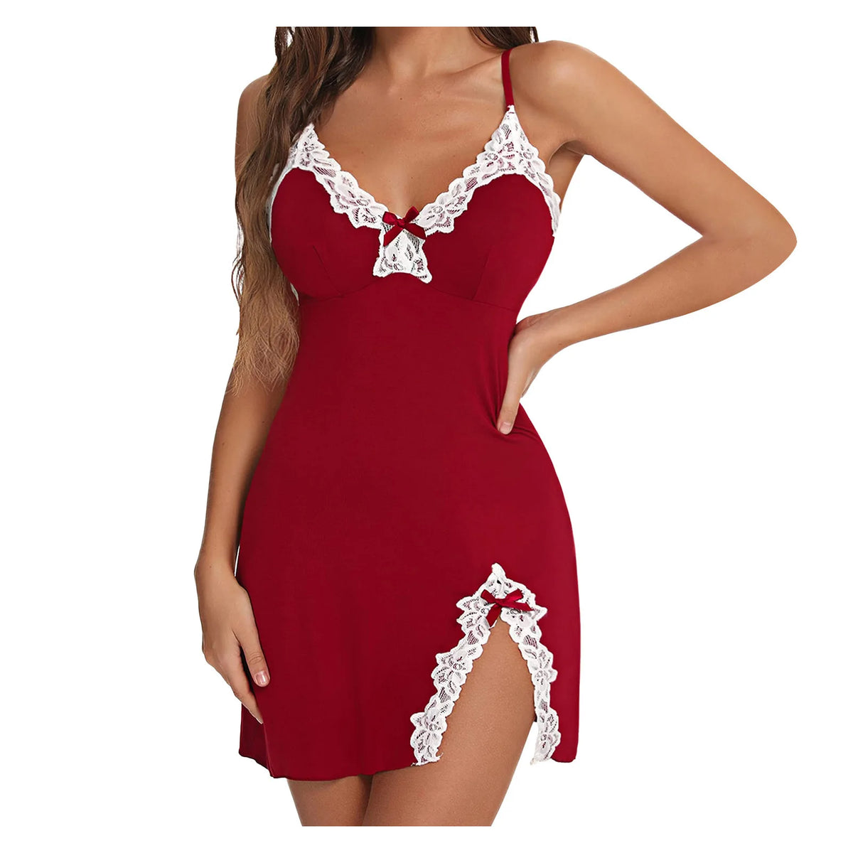 Women's Lace-Trim V-Neck Babydoll Nightgown