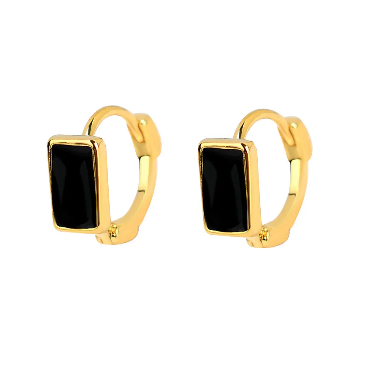 Black Enamel Heart & Star Huggie Earrings