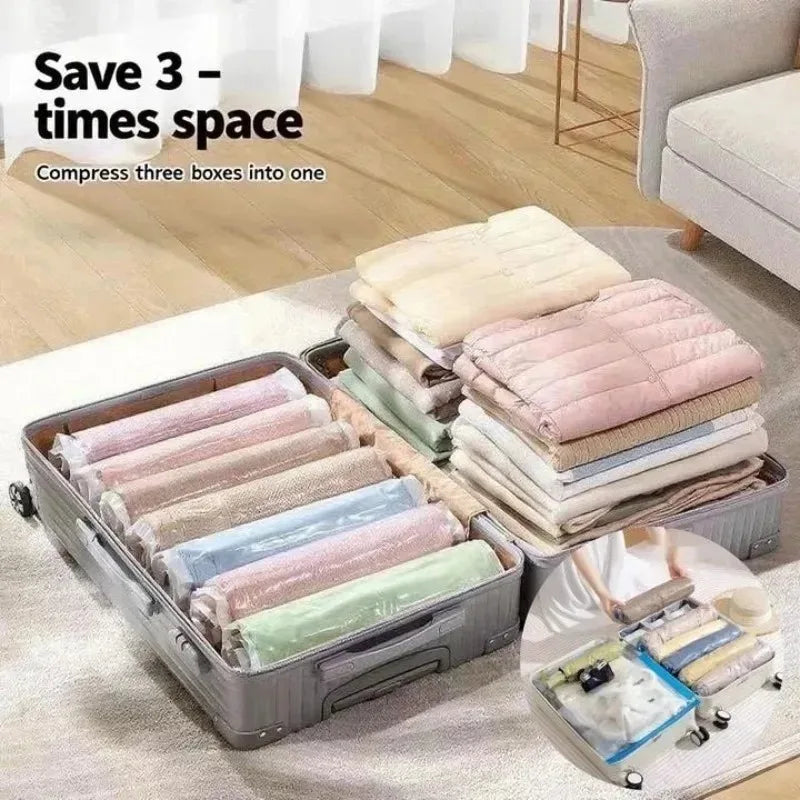 Reusable Roll-Up Travel Compression Storage Bag