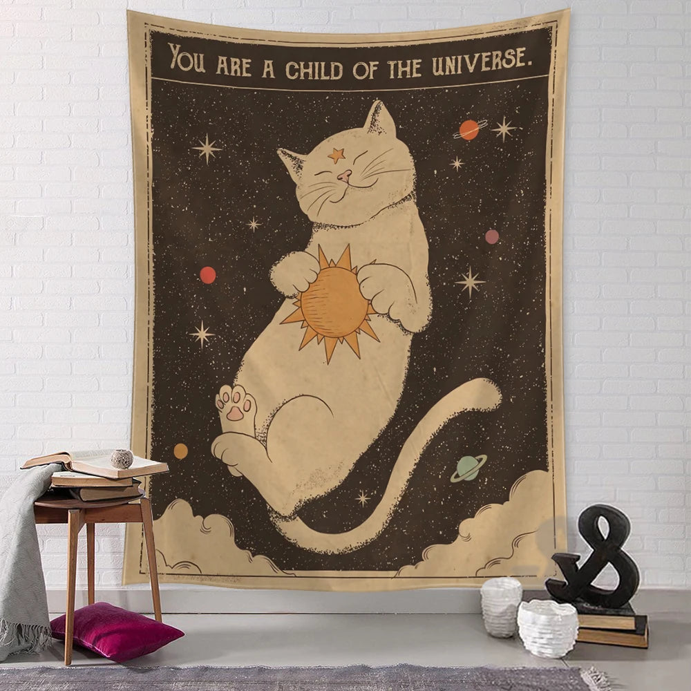 Kawaii Cartoon Cat Wall Tapestry