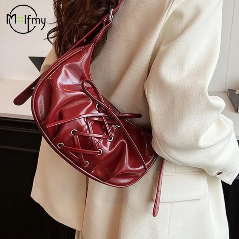 Y2K Shiny Bow Shoulder Bag