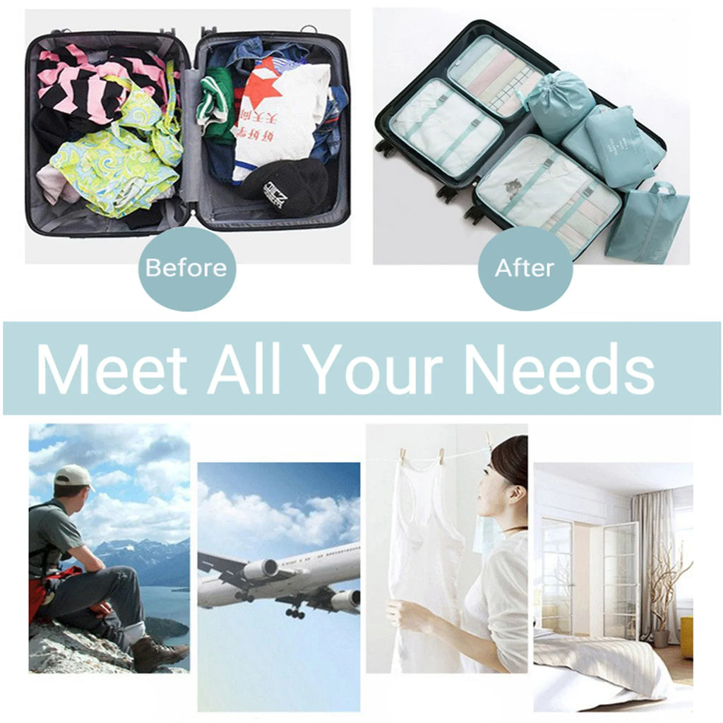 7-Piece Mesh Travel Packing Cube Set with Shoe Bag