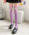Japanese anime stockings new design cartoon rabbit print pink white over-the-knee socks cute sweet girl Lolita Harajuku stocking