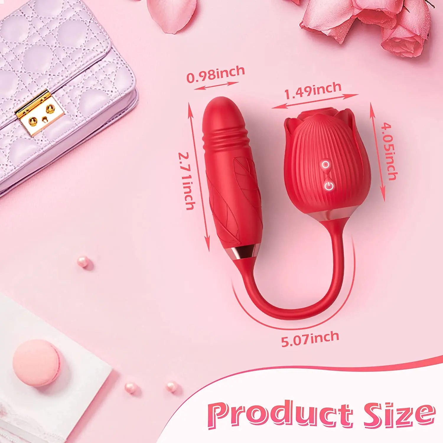 Rose Sex Toy Dildo Vibrator 3In1 Rose Sex Stimulator for Women with 10 Sucking And Thrusting Dildo G Spot Vibrators