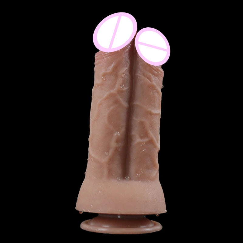 Huge Dildo Sexy Double Glans Realistic Soft  Big Penis Suction Cup Silicone Anal Sex Toys for Men Women Gay Vagina Masturbation