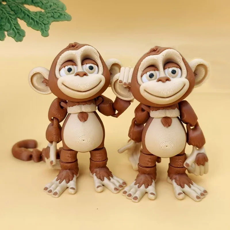 Monkey 3D Printed Articulated,Stands Upright,Hangs by Tail or Hand,travel companion,Jungle Animal Figurine,Fidget Desk Figurine