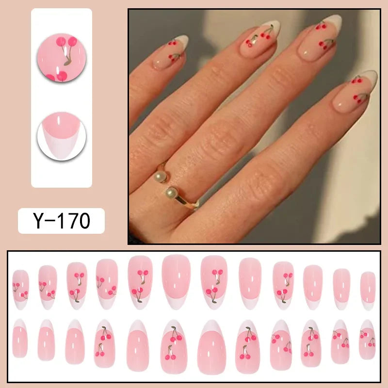 French Almond Colorblock Stripe Press-On Nails
