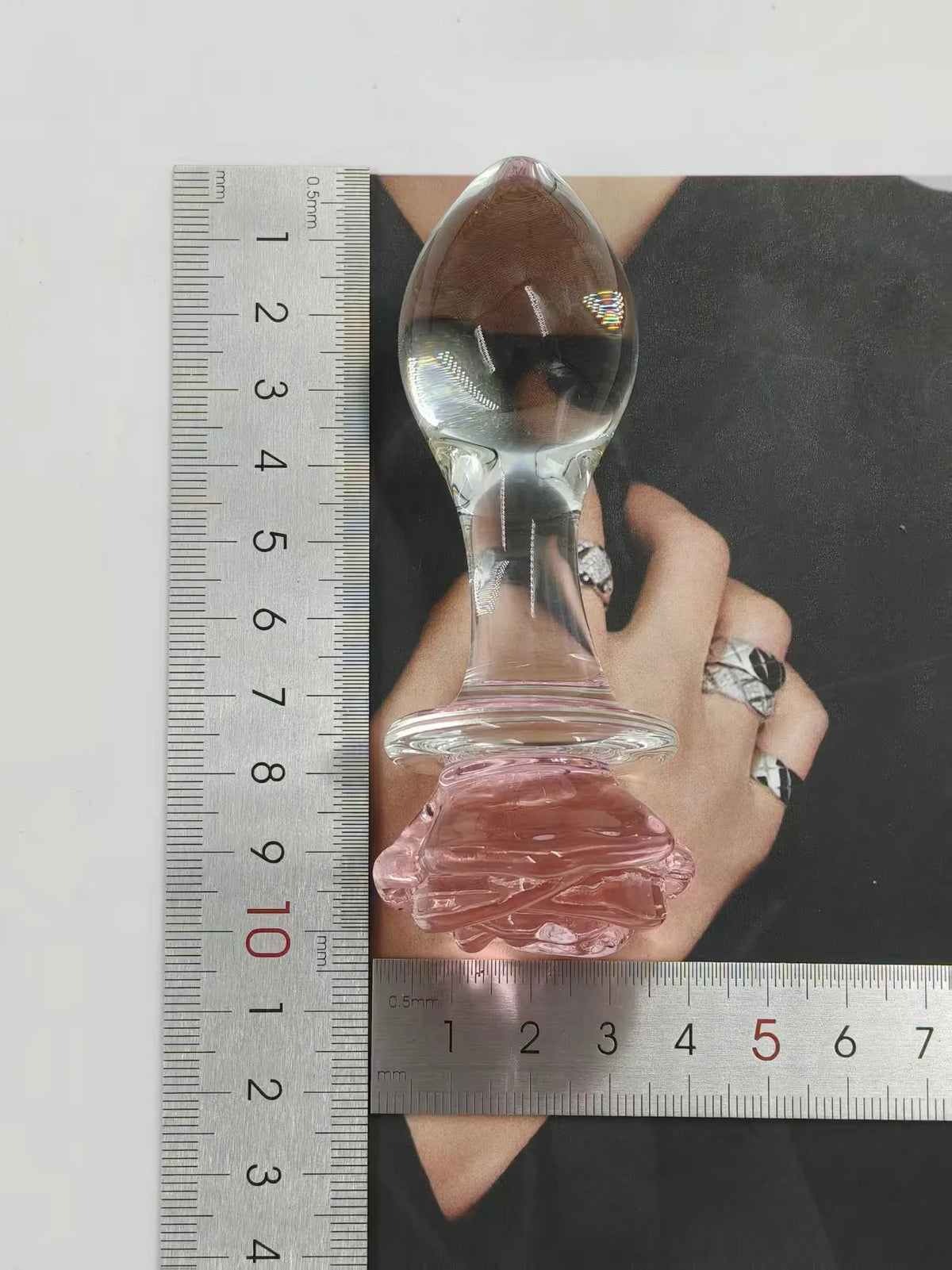 Pink Crystal Glass Anal Plug