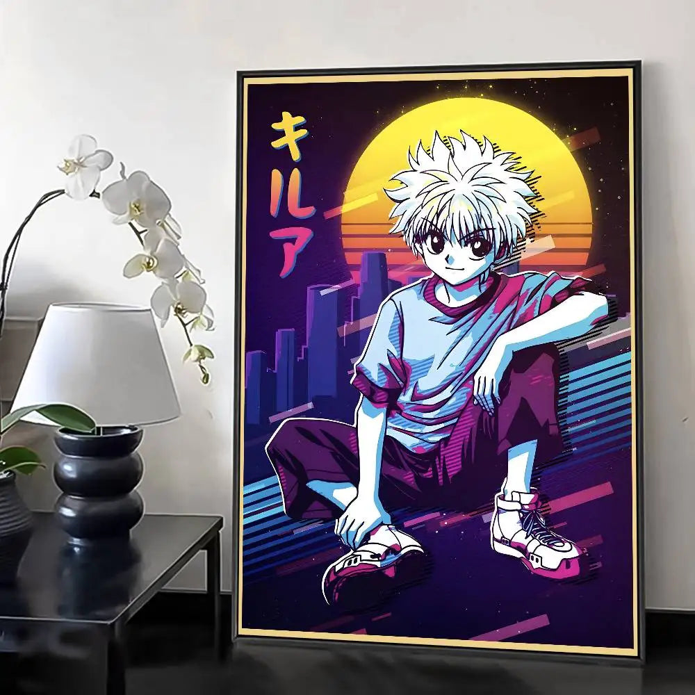 H-HunterXHunter Retro Poster HD Art Sticky Wall Waterproof Home Living Room Bedroom Bar Aesthetic Decoration