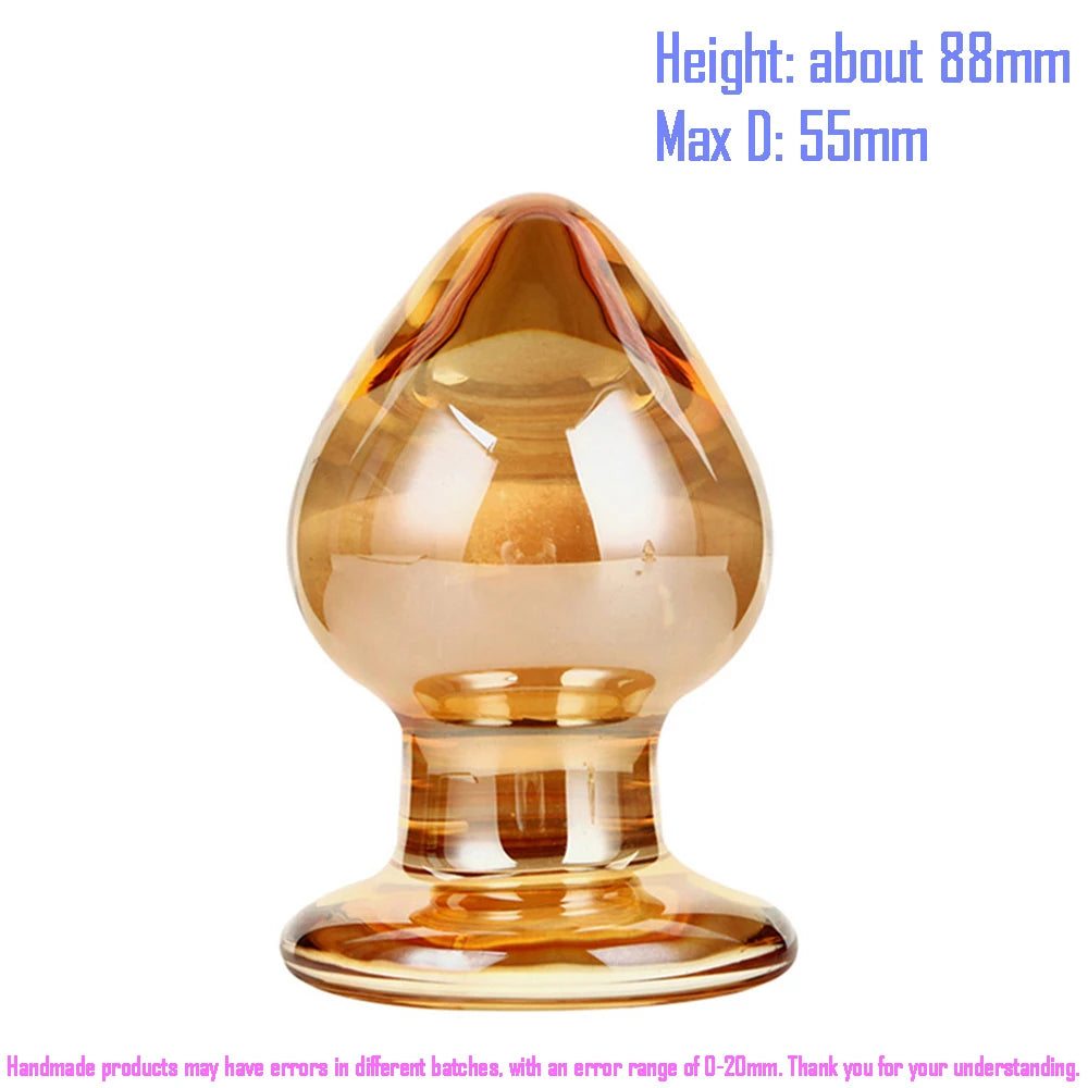 Large Golden Crystal Glass Anal Plug