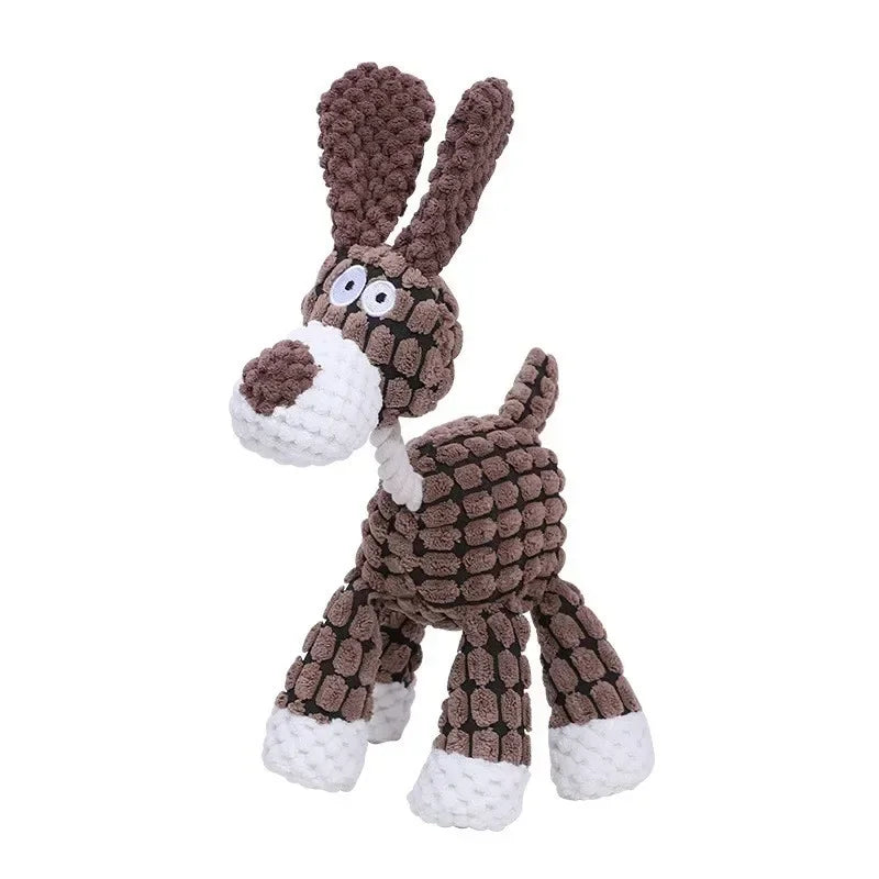 Corduroy Animal Squeaky Dog Toy