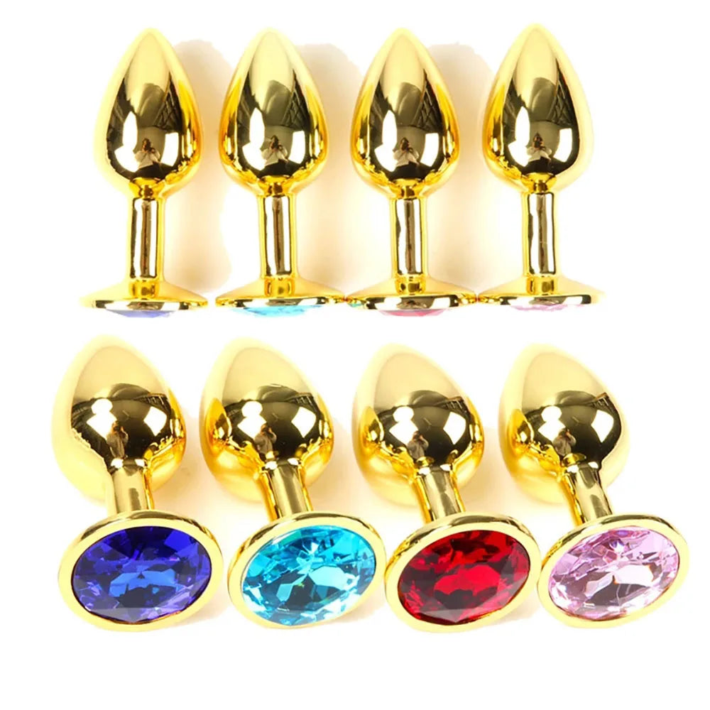 3-Piece Diamond-Base Metal Anal Plug Set