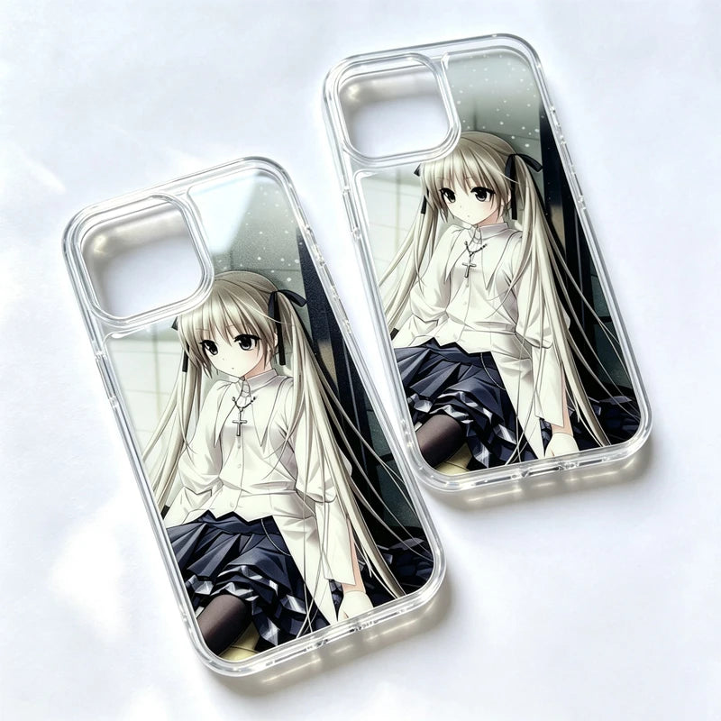 Y2K Anime Girl Transparent Phone Case for iPhone
