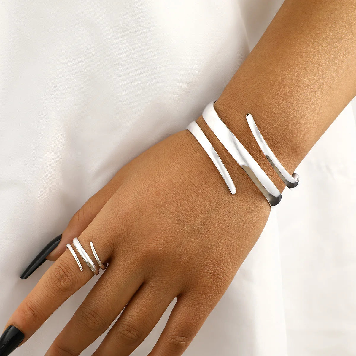 Women's Gold-Tone Geometric Bracelet & Ring Set