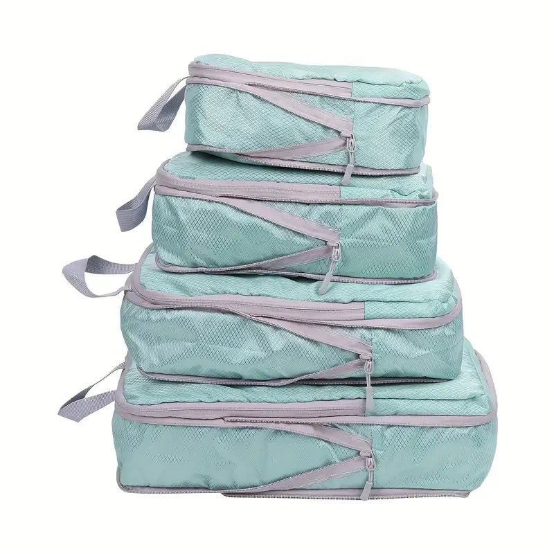 Compression Packing Cube Set with Zippered Storage Bags