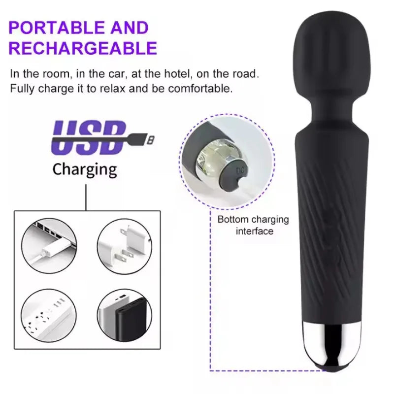 USB-Rechargeable Cordless Mini Wand Vibrator
