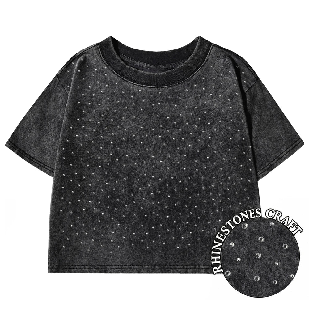 100% Cotton Washed O-Neck Crop T-Shirt