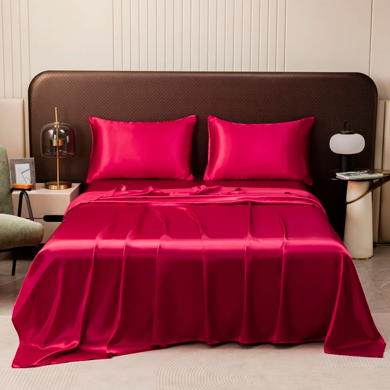 Satin Flat Sheet & Pillowcase Set