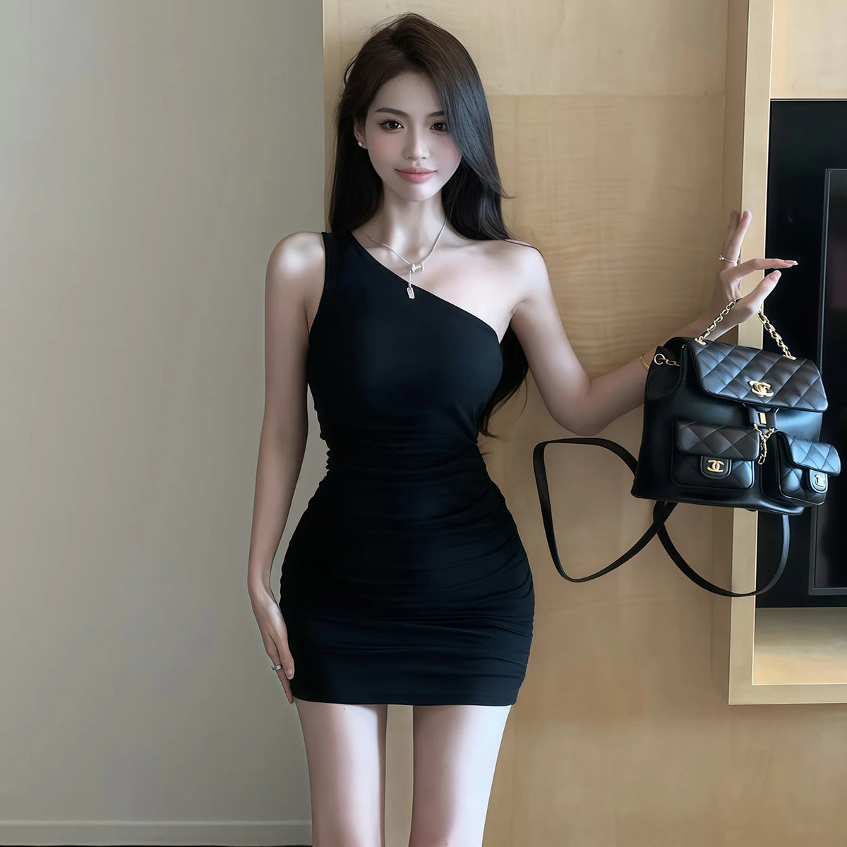 Women's Black Sleeveless Bodycon Mini Dress