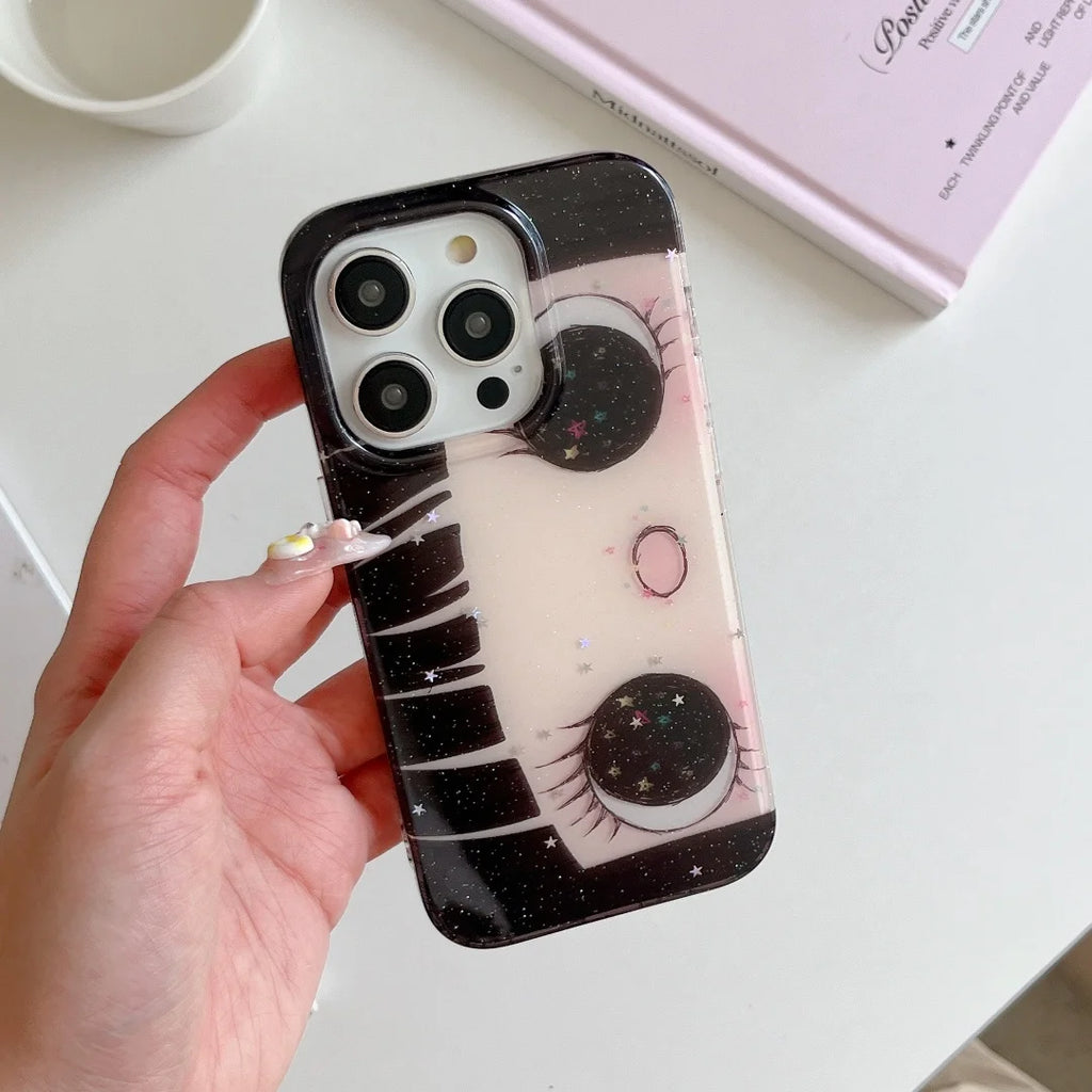 Kawaii Black Big Eyes Cool Iphone Case Is Suitable for Iphone17/16/15/14/13/Pro Max 15Plus Phone Case Full-Inclusive Anti-Fall