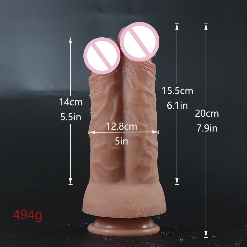 Huge Dildo Sexy Double Glans Realistic Soft  Big Penis Suction Cup Silicone Anal Sex Toys for Men Women Gay Vagina Masturbation