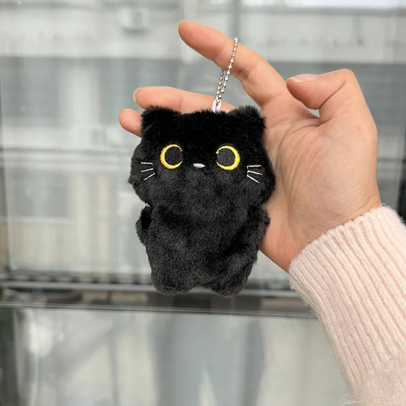 Black Cat Plush Keychain with Scarf