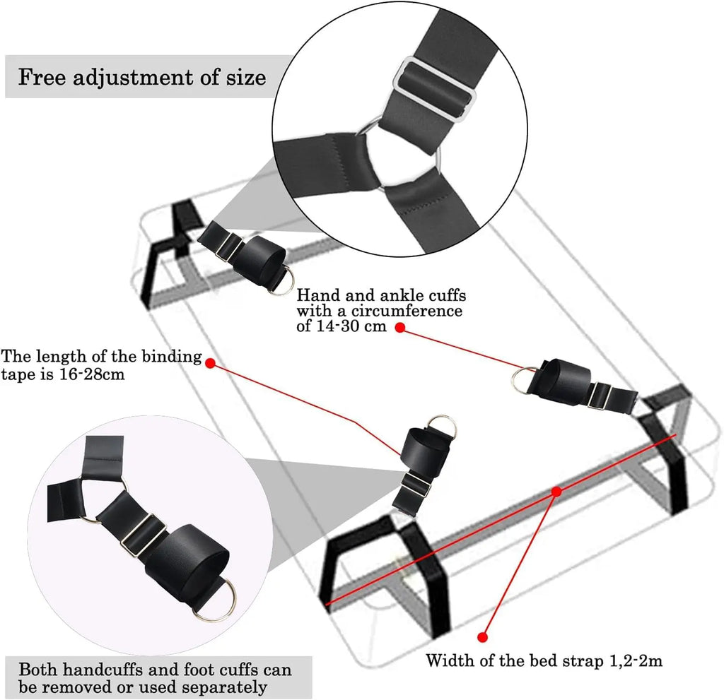 Quick-Install BDSM Bed Restraint Kit with Cuffs