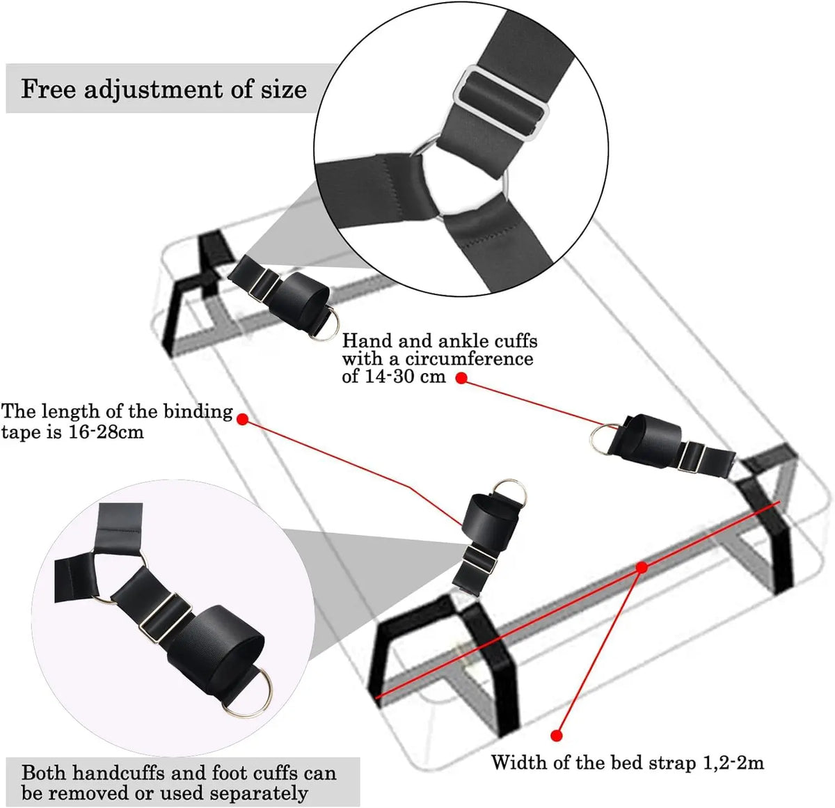 Quick-Install BDSM Bed Restraint Kit with Cuffs