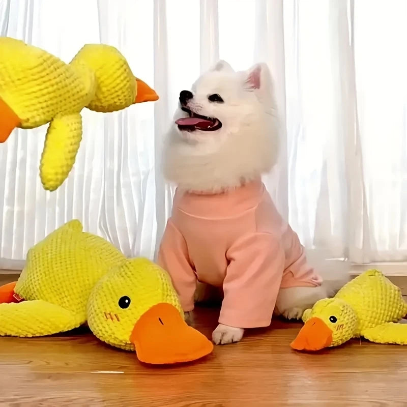 Yellow Duck Plush Squeaky Dog Toy