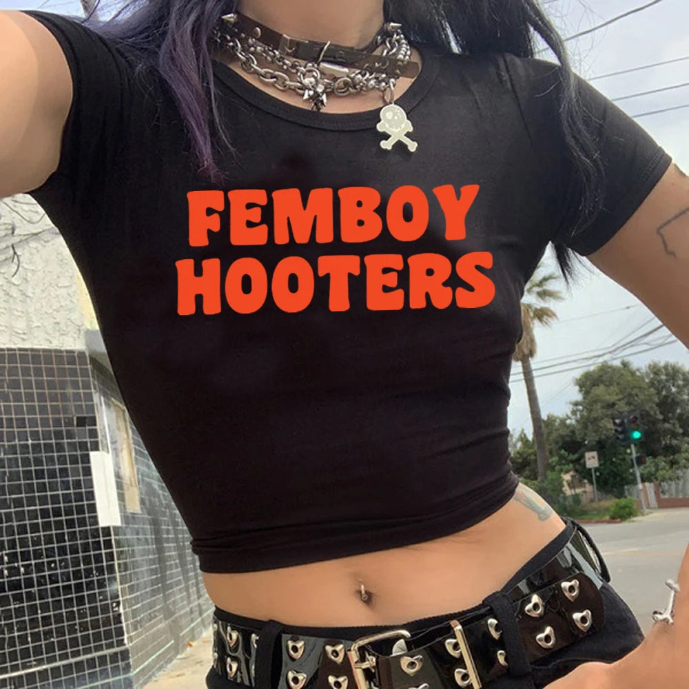 Femboy Graphic Y2K Crop T-Shirt