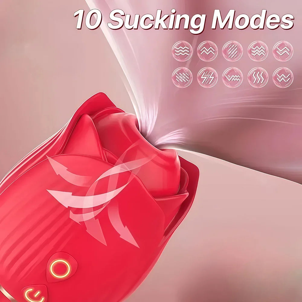 Rose 3in1 Sucker Vibrator for Women Telescopic Clitoris Stimulator Dildo Licking Vagina Massager Masturbator Sex Toys for Women