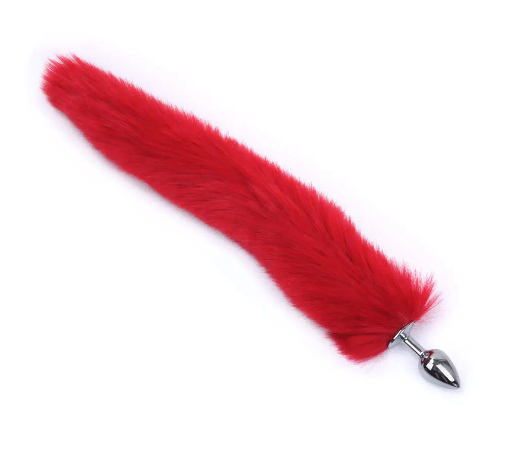 Black Wolf Fox Tail Stainless Steel Anal Plug