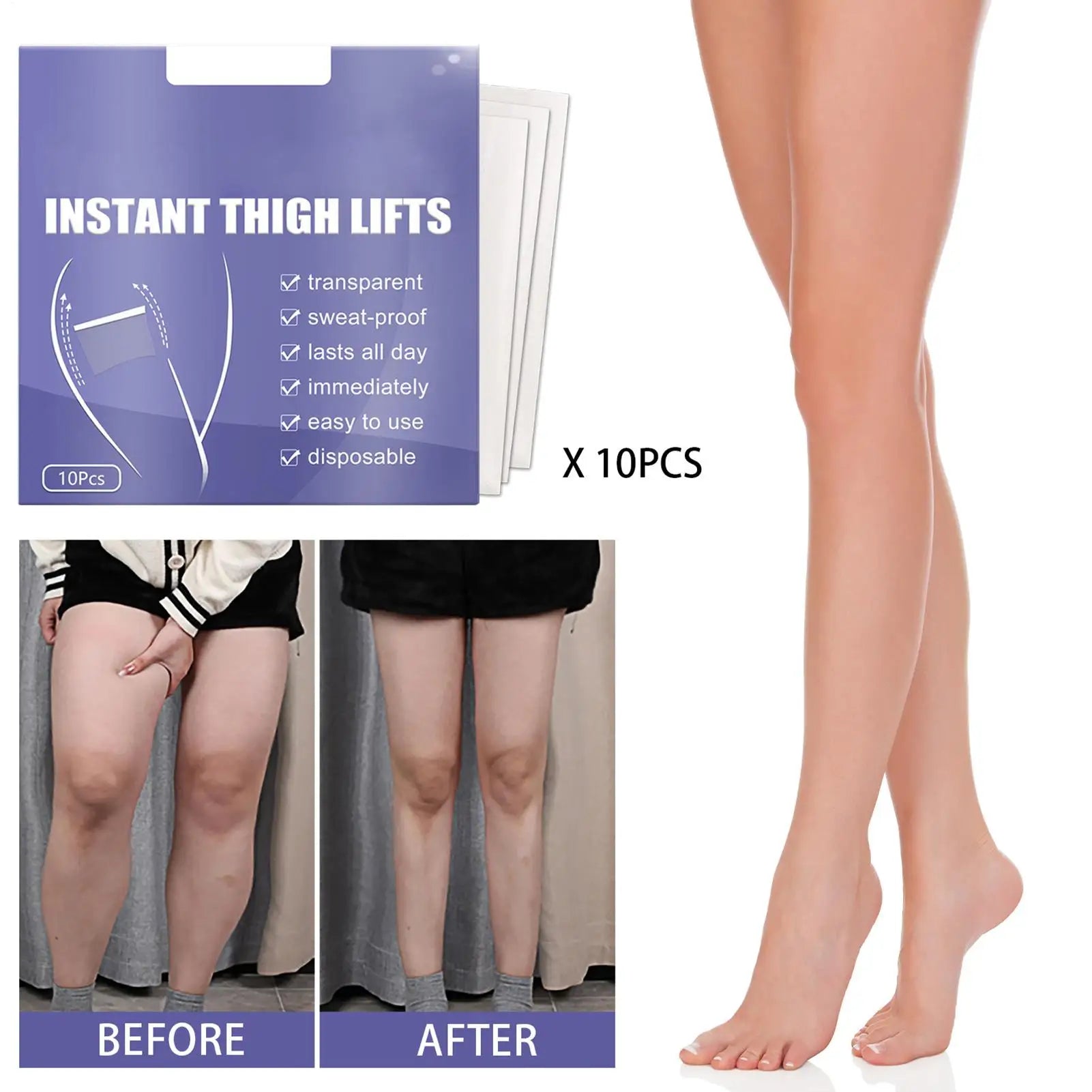 10pc Thigh Contouring Lifting Tape Leg Lifting Tape Transparent For Sagging Skin On The Legs Body Ultra Thin Inner Stic