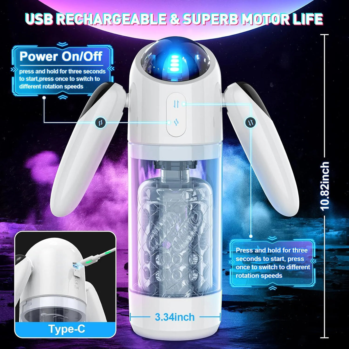 Automatic Male Stroker with Ambient Lighting