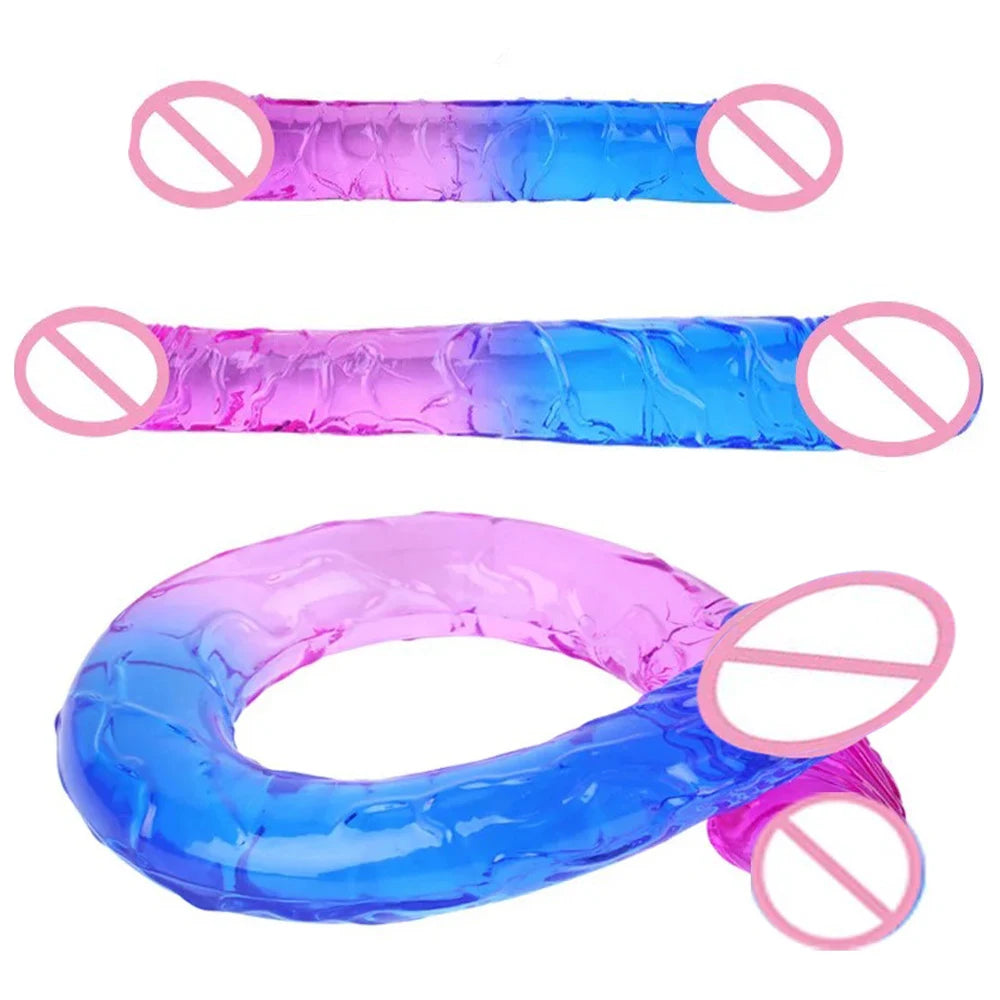 Double Ended Realistic Dildo Flexible Dildos Long Dong for Double Sided Anal Play G-spot Stimulator Sex Toys for Women Couple
