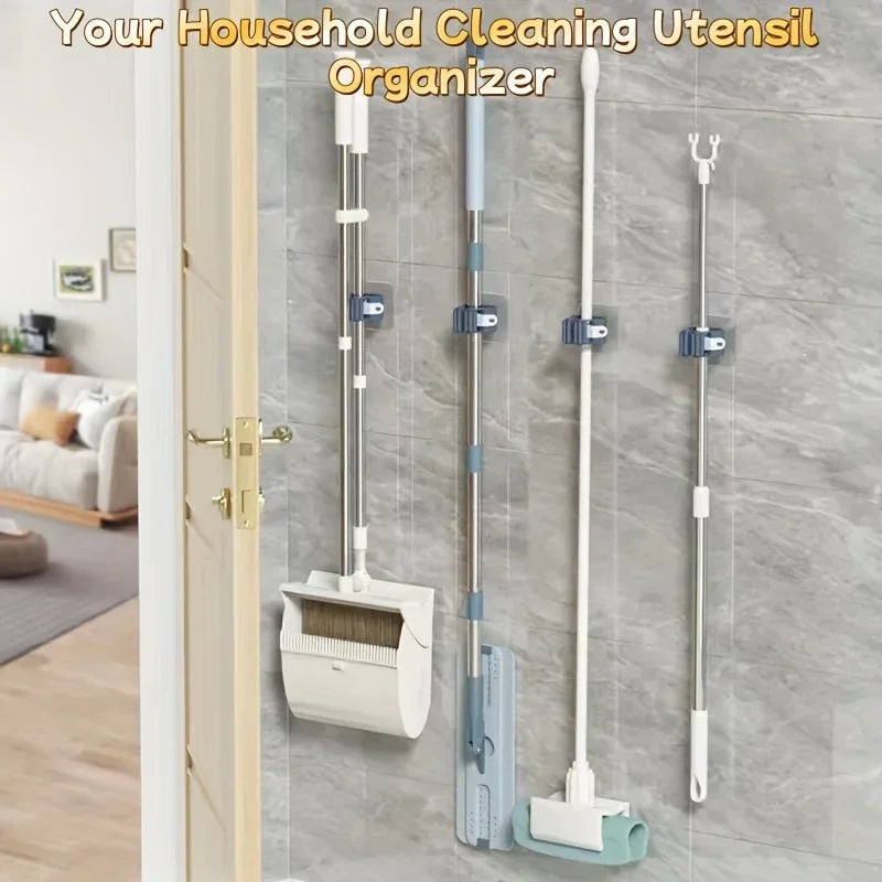 Wall-Mounted Mop, Broom & Utility Organizer