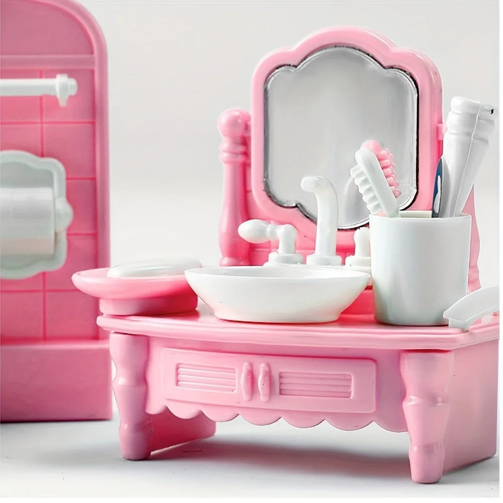 Pink Miniature Dollhouse Furniture Set