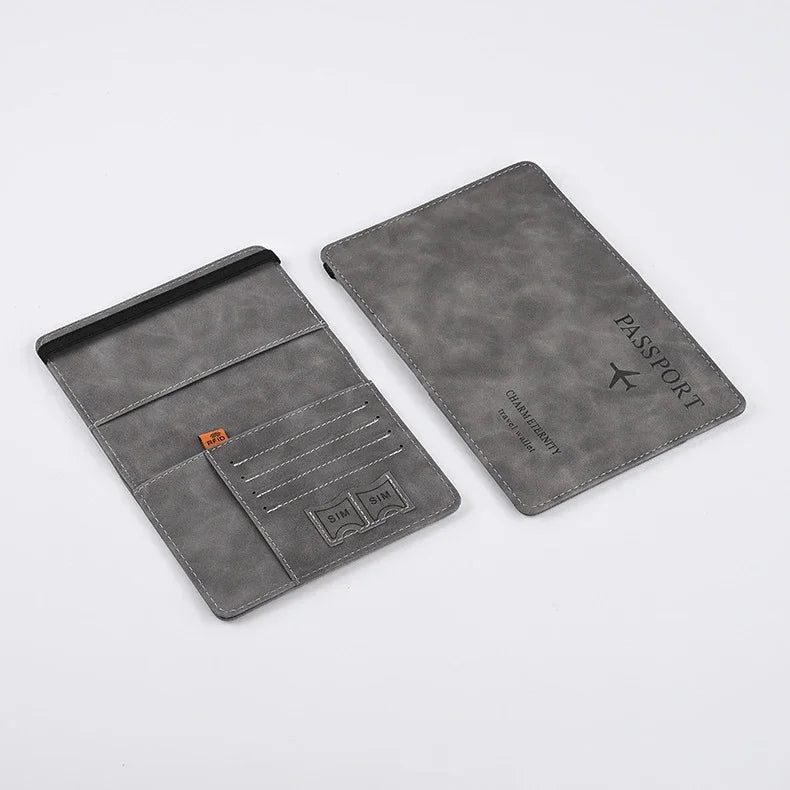 PU Leather Passport & Business Card Travel Wallet
