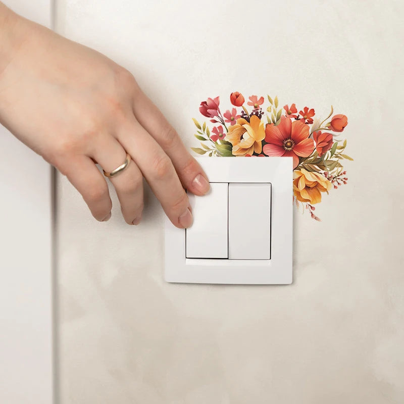 Romantic Flower Light Switch Wall Stickers