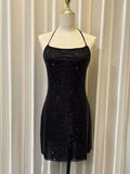 Sexy Club Rhinestone dress bodycon Women's 2025 Summer Luxury Sleeveless Backless Mini dresses Slim Mesh vestidos INKEO 5D028