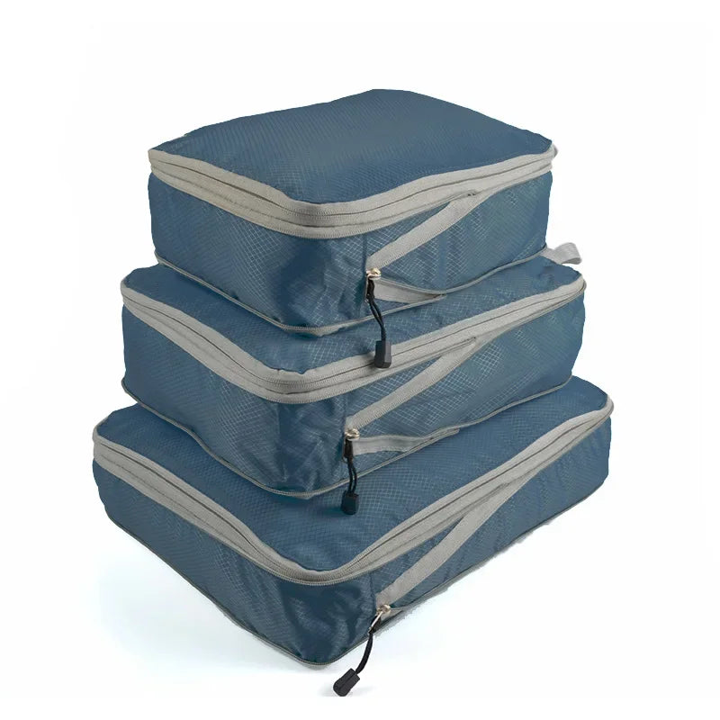 Compression Packing Cube Set with Zippered Storage Bags