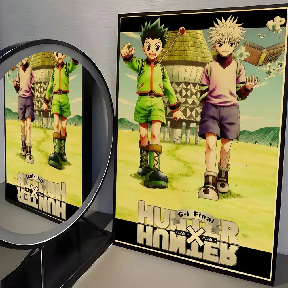 Anime H-Hunter X Hunter Poster Stickers Mural Painting Self-Adhesive Wall Decals for Bedroom Living Room Home HD Decor Gift