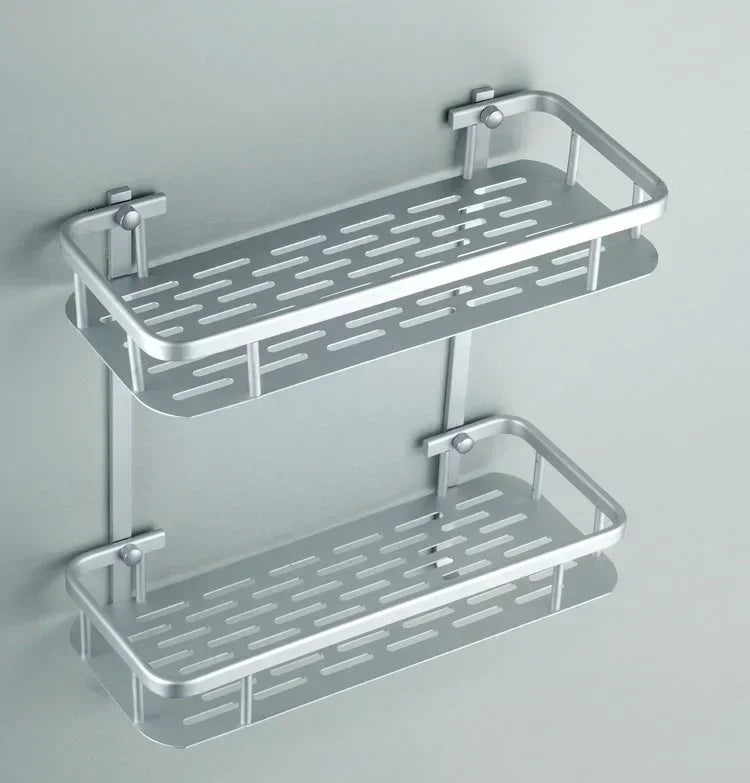 Bathroom Shelf Organizer 30CM Shower Storage Rack Gray Wall Mounted Space Aluminum Toilet Shampoo Holder Shelves Accessories