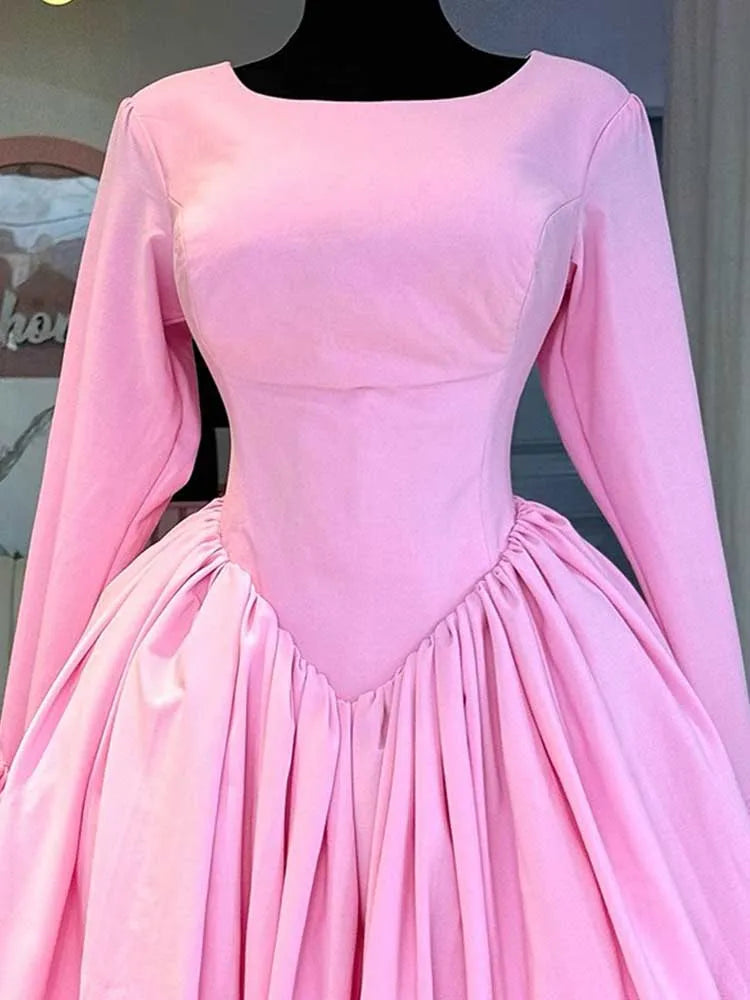 Women's Pink Lace-Up Corset Dress