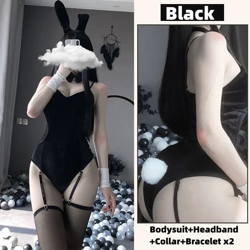 Women's Velvet Bunny Cosplay Lingerie Set